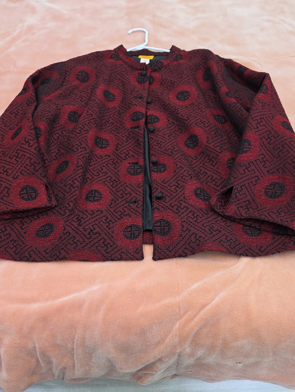 Ruby Rd. Woman Classic Red & Black Patterned Women's Jacket